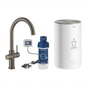 Grohe Red II Duo kkkenbatteri m/3L vandvarmer og C-tud - Brstet hard graphite