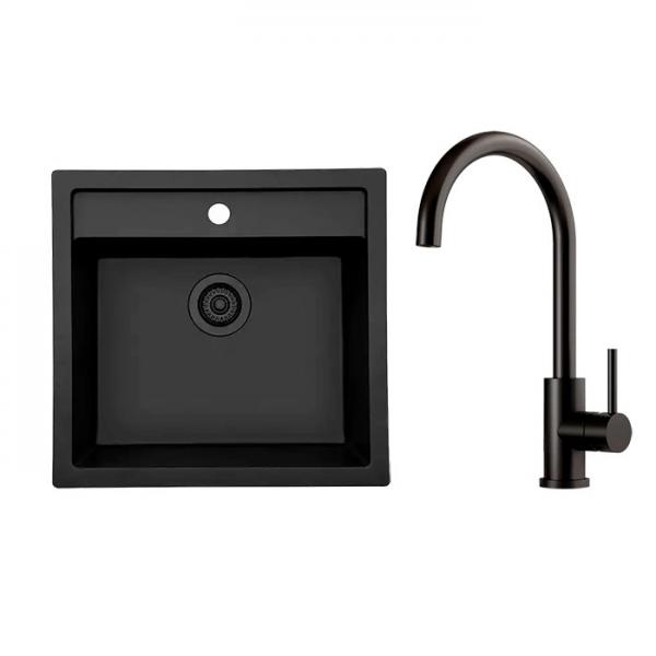 Lavabo Jupiter køkkenvask m/Kubus RS køkkenarmatur - Mat sort Lavabo Jupiter køkkenvask m/Kubus RS køkkenarmatur - Mat sort