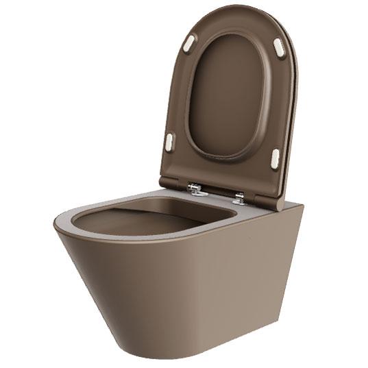 Lavabo Forma rimless v&aelig;gh&aelig;ngt toilet inkl. s&aelig;de og Vortex skyl - Cocoa