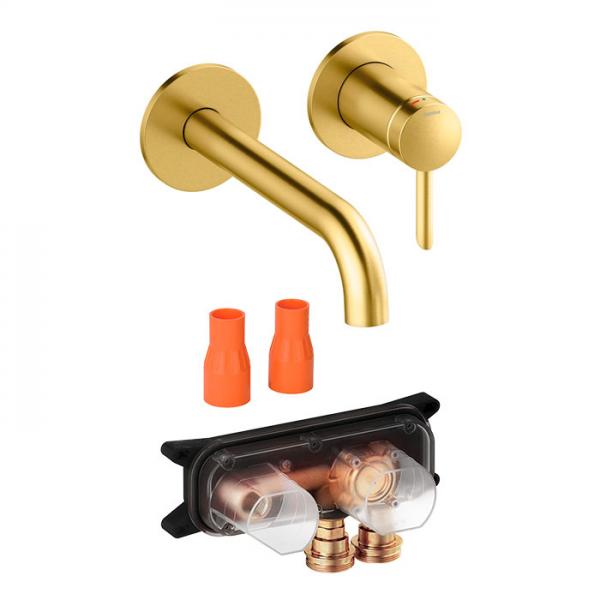 Damixa Iris komplet håndvaskarmatur til indbygning - Børstet messing