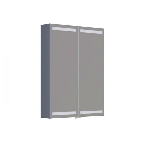 Dansani Level spejlskab 60 m/lys, lysstyring og træbakker - Grå mat Dansani Level spejlskab 60 m/lys, lysstyring og træbakker - Grå mat