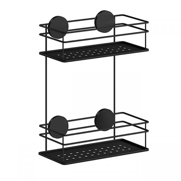 Beslagsboden dobbelt brusekurv, selvklæbende - Mat sort