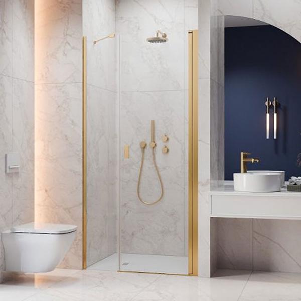 Str&oslash;mberg Noma 45 svingd&oslash;r m/sidepanel 1000mm - H&oslash;jre - Poleret messing