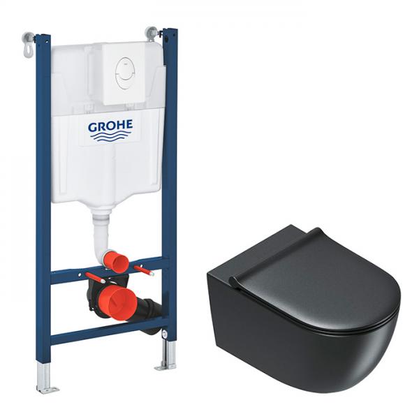 Catalano Sfera 55 mat sort toiletpakke inkl sæde m/SoftClose, cisterne og betjening i hvid
