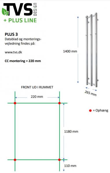 TVS Plus 3 håndklædetørrer - 26,5x140 cm - Børstet messing/Guld
