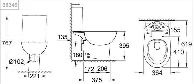 Grohe Bau Ceramic fritstående toilet m/P-vandlås