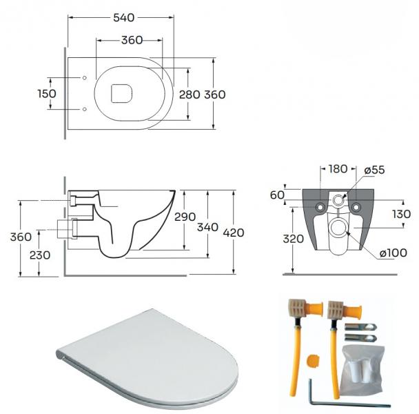 Lavabo Comoda rimless væghængt toilet inkl. EasyClean og sæde m/soft-close og quick release - Hvid Lavabo Comoda rimless væghængt toilet inkl. EasyClean og sæde m/soft-close og quick release - Hvid