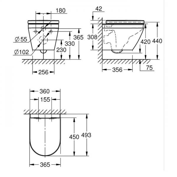 Grohe Euro 2.0 kompakt væghængt toilet inkl. HyperClean og sæde m/Softclose og QuickRelease Grohe Euro 2.0 kompakt væghængt toilet inkl. HyperClean og sæde m/Softclose og QuickRelease