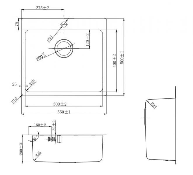 Lavabo LA 550 køkkenvask inkl. køkkenarmatur i børstet messing PVD