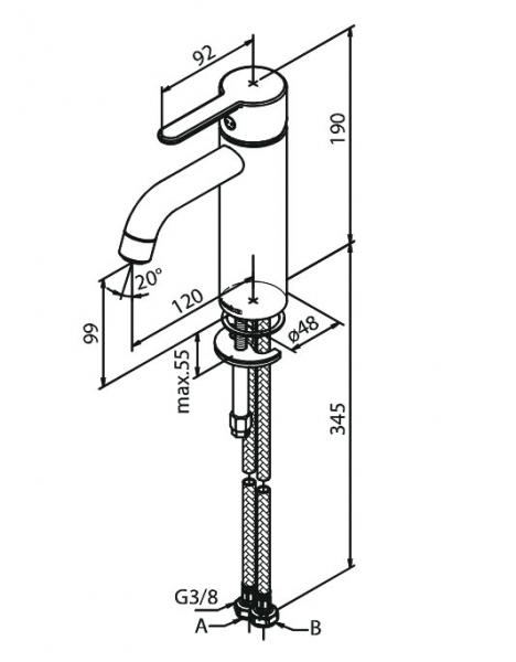 Damixa Silhouet h&aring;ndvaskbatteri u/bundventil - B&oslash;rstet grafitgr&aring;