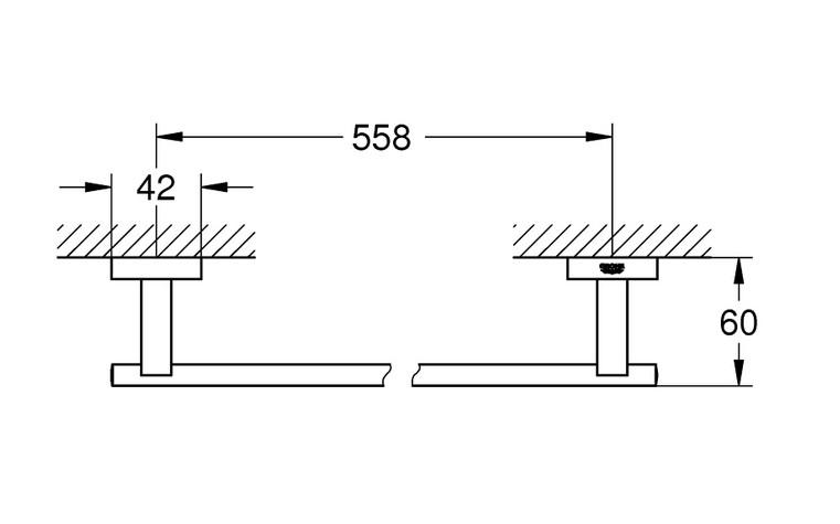 Grohe Essentials Cube håndklædestang 600 mm - Supersteel