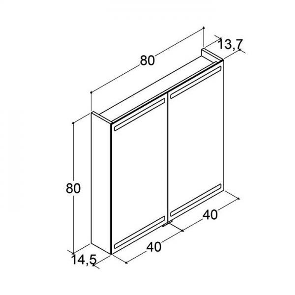 Dansani Level spejlskab 80 m/lys, lysstyring og tr&aelig;bakker - Varm eg