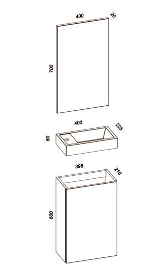 Dansani Selina 40 møbelpakke inkl spejl - Hvid højglans