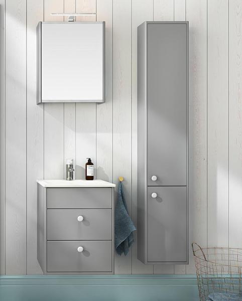 Gustavsberg Graphic h&oslash;jskab - Lille dybde - Gr&aring; mat