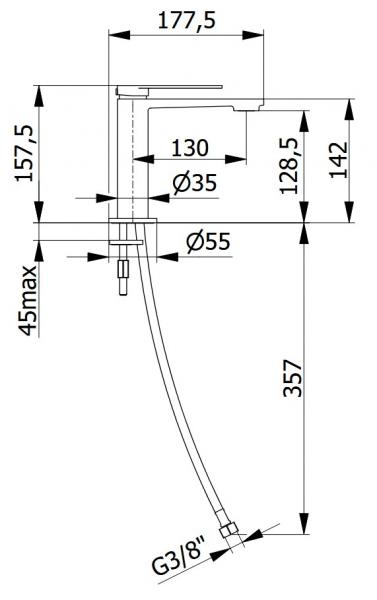 Cassøe Edge håndvaskarmatur m/pop-up bundventil - Mat sort Cassøe Edge håndvaskarmatur m/pop-up bundventil - Mat sort
