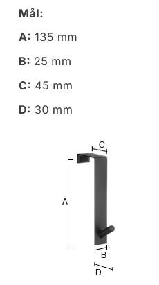 Beslagsboden enkel krog til dør - Sort
