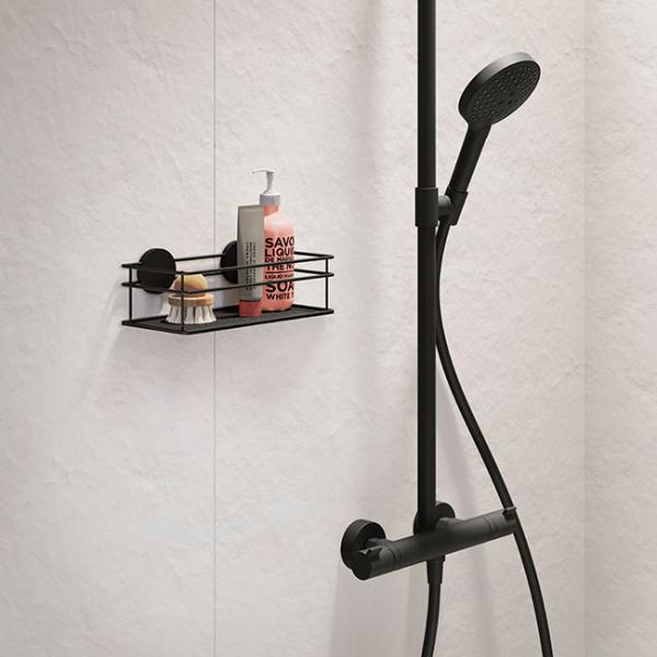 Beslagsboden enkel brusekurv, selvklæbende - Mat sort