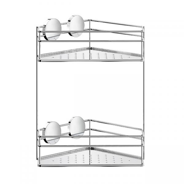 Beslagsboden dobbelt brusekurv til hjørne, selvklæbende - Krom