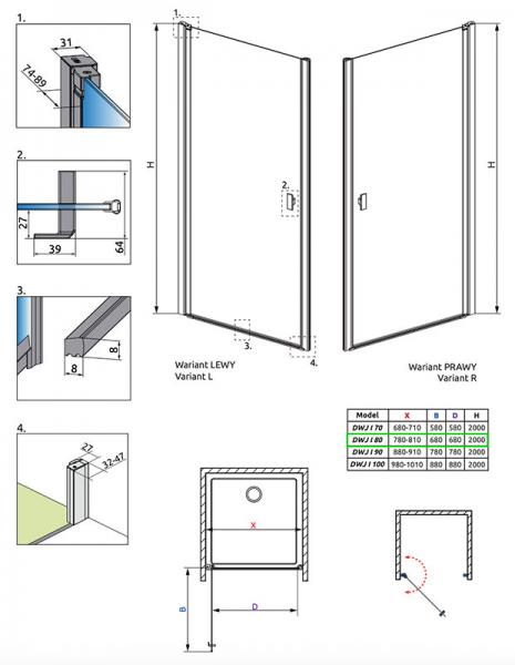 Strømberg Noma 20 nichedør 800mm - Højre - Poleret messing Strømberg Noma 20 nichedør 800mm - Højre - Poleret messing