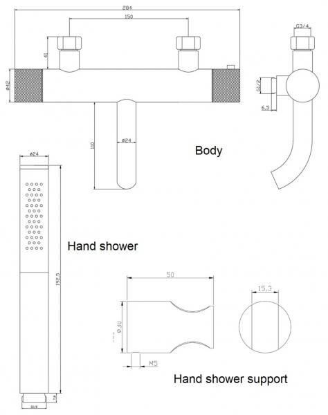 Cassøe komplet badekararmatur m/crystal cut - Børstet messing Cassøe komplet badekararmatur m/crystal cut - Børstet messing