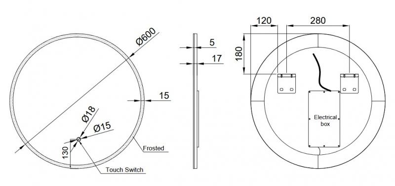 Cassøe Ravenna rundt spejl m/lys og touch Ø60