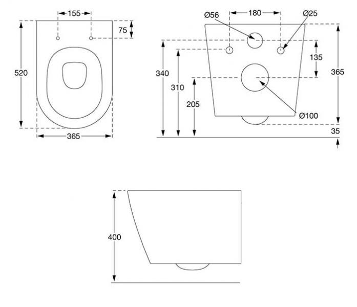 Pressalit Trend rimless toiletpakke m/s&aelig;de, cisterne og hvid betjening