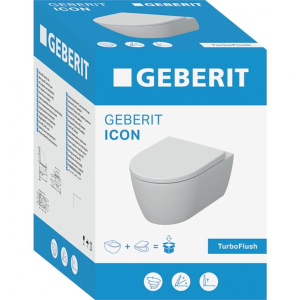 Geberit iCon v&aelig;gh&aelig;ngt toilet m/TurboFlush, toilets&aelig;de og Keratect
