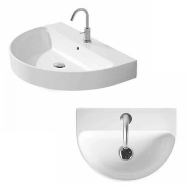 Lavabo 50 halvrund håndvask t/væg eller bord - 1 hanehul