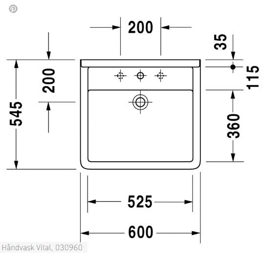 Duravit Starck 3 Vital 60 håndvask t/væg