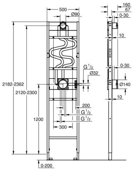 Grohe SmartControl 310 komplet brusesystem m/Shower Frame - Firkantet