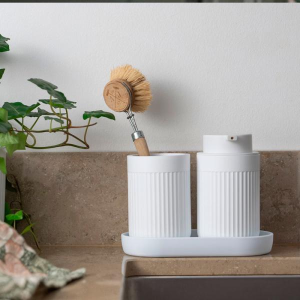 Beslagsboden Wave sæbedispenser t/bord - Mat hvid