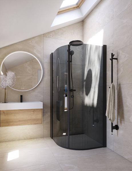 Dansani Match E+E brusehj&oslash;rne - 90x90 cm - Tonet glas/mat sort