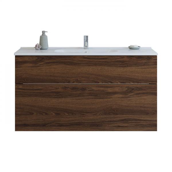 Dansani Luna 121 m&oslash;bels&aelig;t m/Kantate vask, h&oslash;j skuffe og indretning - Brun eg