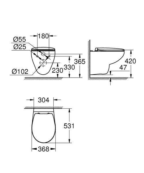 Grohe Bau Rimless væghængt toilet m/softclose sæde